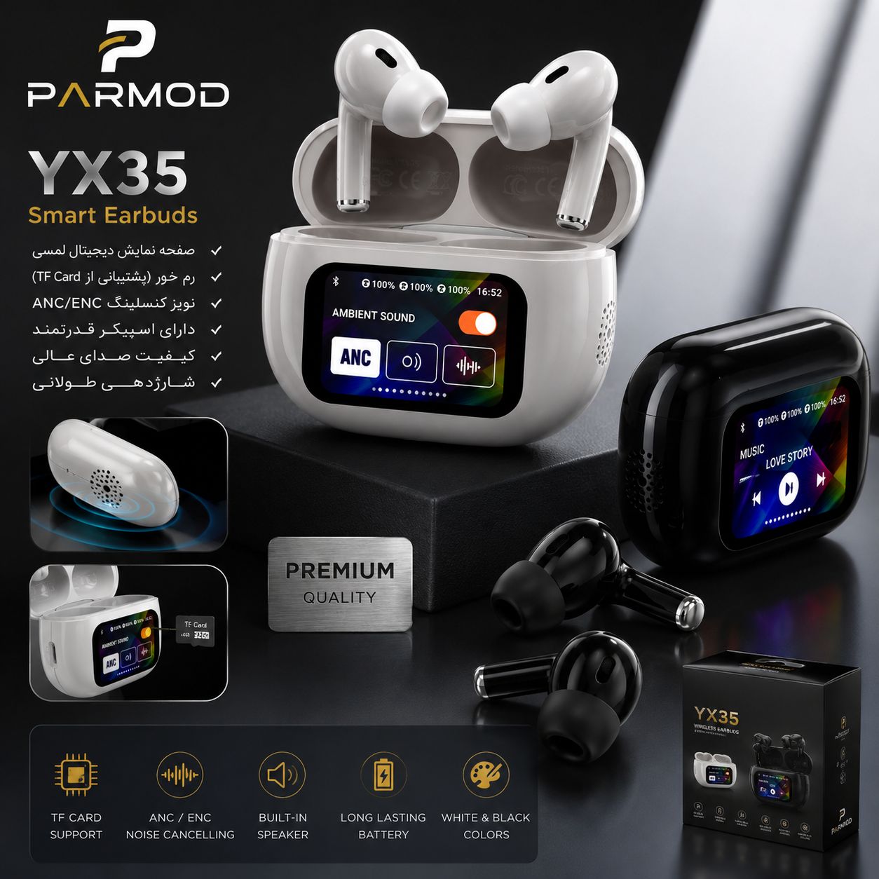 ایرپاد YX35 رمخور با نمایشگر دیجیتال، نویز کنسلینگ و اسپیکر - Image 2