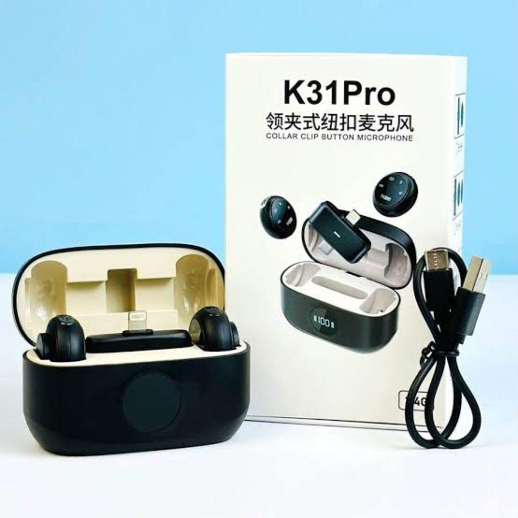میکروفون بیسیم یقهای K31 Pro | دو کاربره | مناسب آیفون و اندروید | دارای کیس شارژ